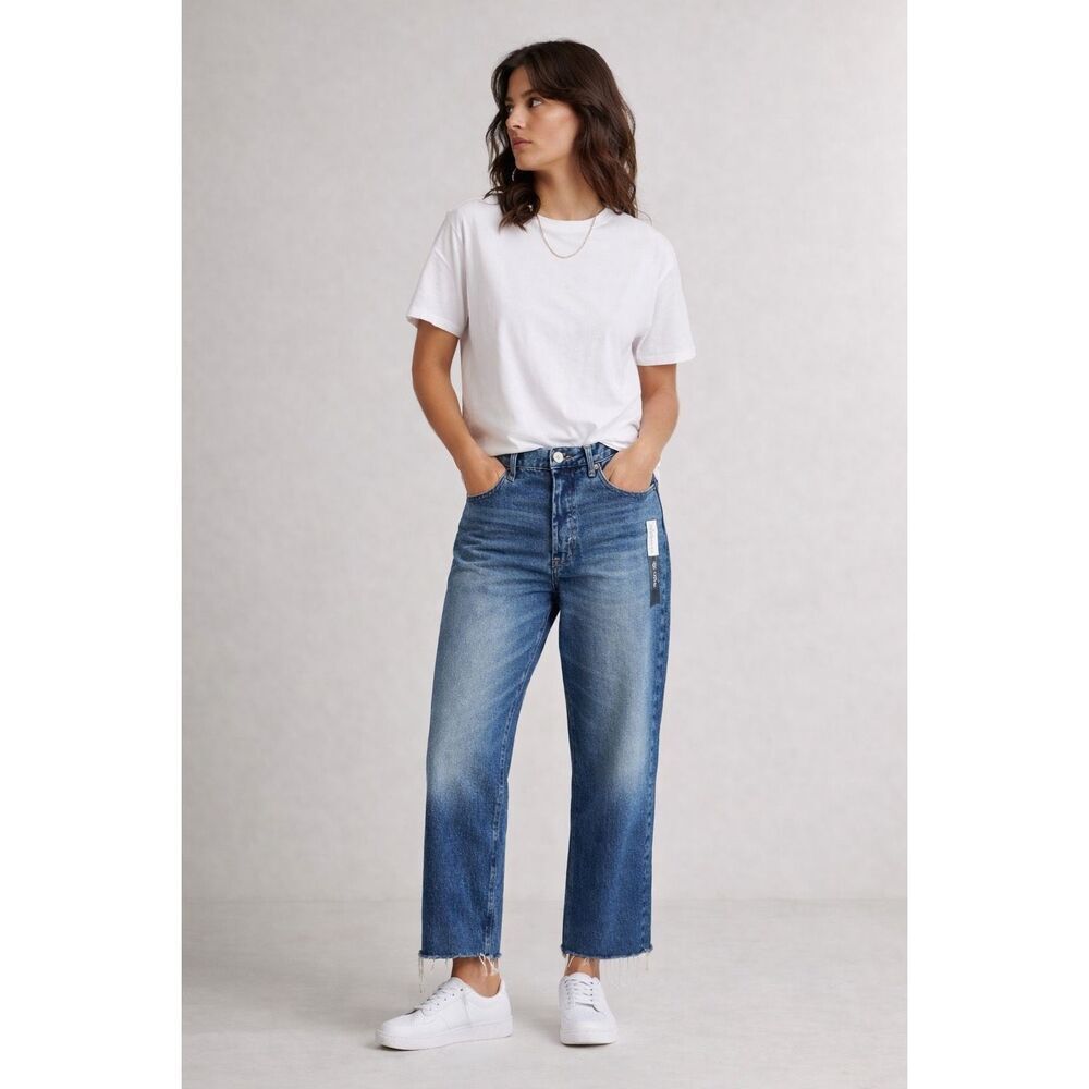 PacSun Vintage Loose Jeans Womens 32 Blue Crop Raw Hem High Rise NWT